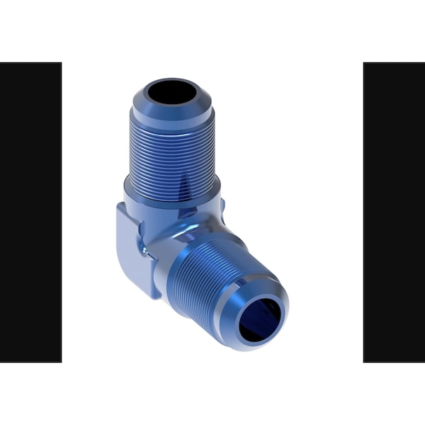 -6 AN Male, 90 Degree Elbow Union, Aluminum, Blue, Single